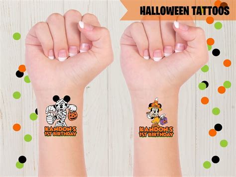 Topolino Halloween Tatuaggi Tatuaggi Temporanei Di Halloween Etsy