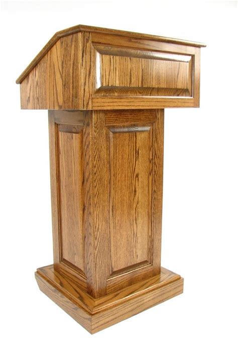 Wood Podium With Wheels Convertible Design For Floor Or Table Dark