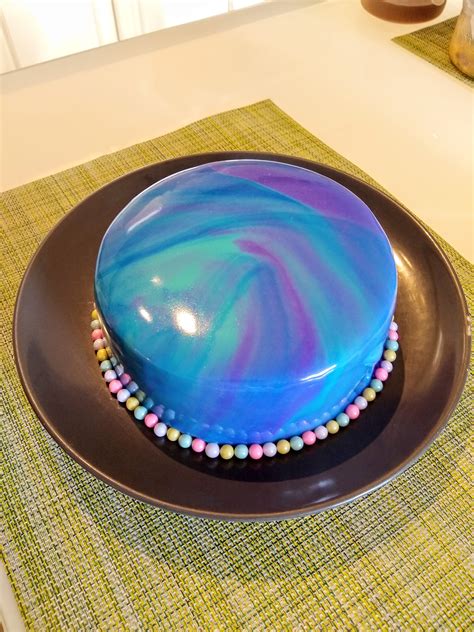 First Attempt At A Mirror Glaze Cake By My Girlfriend Rcakes