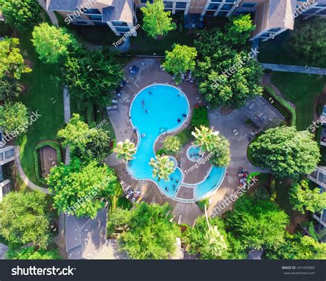 Aerial View Swimming Pool Typical Multilevel Stock Photo 431495860