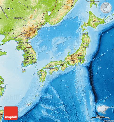 This detailed and interactive map of japan presents the country from a touristic point of view. Physical Map of Japan