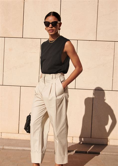 Relaxed High Waisted Cotton Trousers In 2020 High Waisted Pants