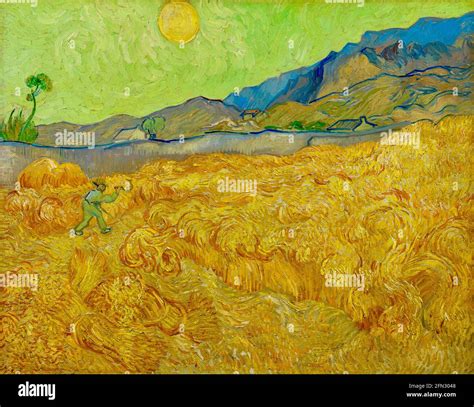 Vincent Van Gogh Artwork Entitled Wheatfield With A Reaper Stock Photo