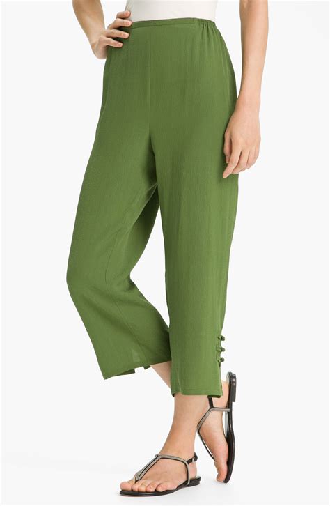 Citron Stretch Silk Crop Pants In Green Dark Green Lyst