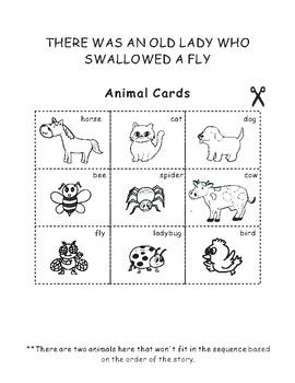 There Was An Old Lady Who Swallowed A Fly Sequencing Activity Tpt