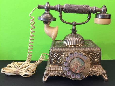 Vintage Antique European Style Ornate Rotary Dial Telephone Collectible