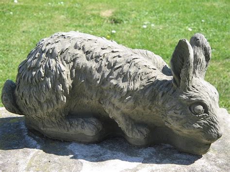 Stone Rabbit Garden Statue Etsy