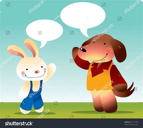 Rabbit And Dog Talking Stock Vector Illustration 33174100 Shutterstock