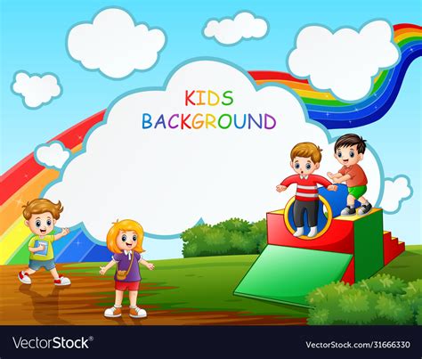 Happy Kids Playing In Playground Royalty Free Vector Image