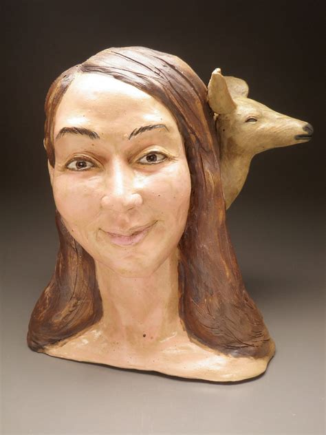 Ceramic Bust Sculpture Head Figure Art Animal Narrative Etsy