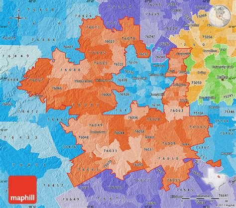 Political Shades Map Of Zip Codes Starting With 760
