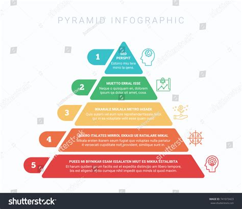 Colorful Hierarchy Pyramid Infographic 5 Colors Stock Vector Royalty