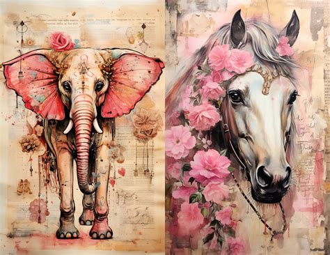 Carousel Magic Junk Journal Kit Pagesjpg Files10 Pages5 Sheets - Etsy