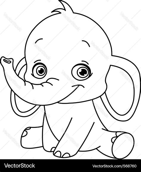 Outlined Baby Elephant Royalty Free Vector Image