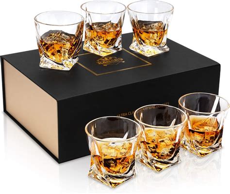 Kanars Whisky Glasses No Lead Crystal Whiskey Glass Set Of 6 300ml Unique Stylish T Box