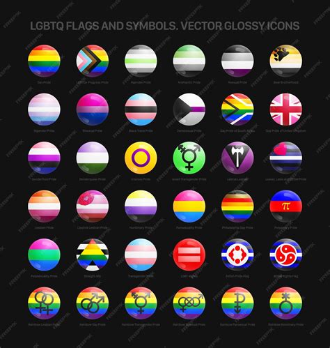 Bandeiras E Símbolos Do Orgulho Do Arco íris Lgbtqia Conjunto De ícones Redondos Brilhantes 3d
