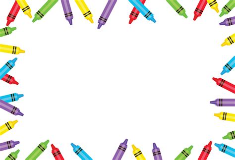 Colorful Crayons Frame Border On White Background Crayons Colorful