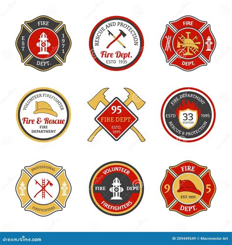 Fire Department Emblems Stock Vector Illustration Of Equipment 209449549