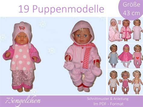 Mehrgrößenschnittmuster aus papier in 8. Schnittmuster und Nähanleitung für 19 Puppenmodelle / Gr. 43 cm / Puppenkleidung | Puppen ...