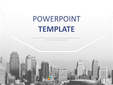 Free Powerpoint Template Black And White Buildings