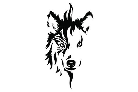 Tribal Simple Wolf Head Tattoos Jaapen 1b