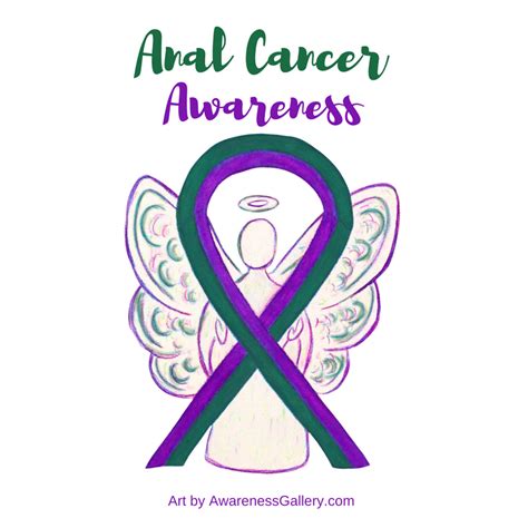 Purple And Green Anal Cancer Awareness Ribbon Art And Ts Awareness