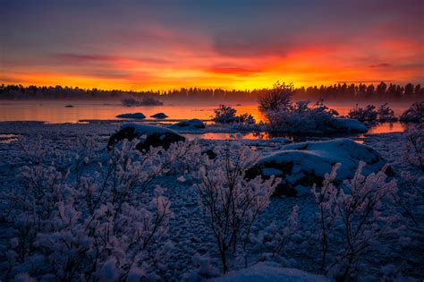 Lake Nature Snow Sunset Hd Nature 4k Wallpapers Images