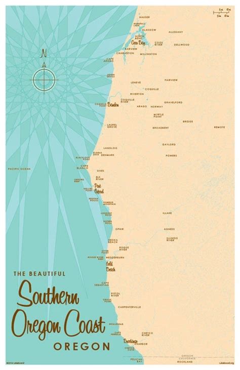 Southern Oregon Coast Map Print
