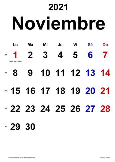 Calendario Noviembre 2021 En Word Excel Y Pdf Calendarpedia