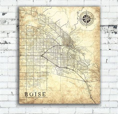 Boise Id Canvas Print Idaho Vintage Map Boise Id City Map Etsy Map