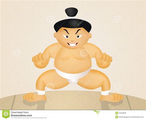 Funny Sumo Wrestler Stock Illustration Illustration Of Cheerful 55346839
