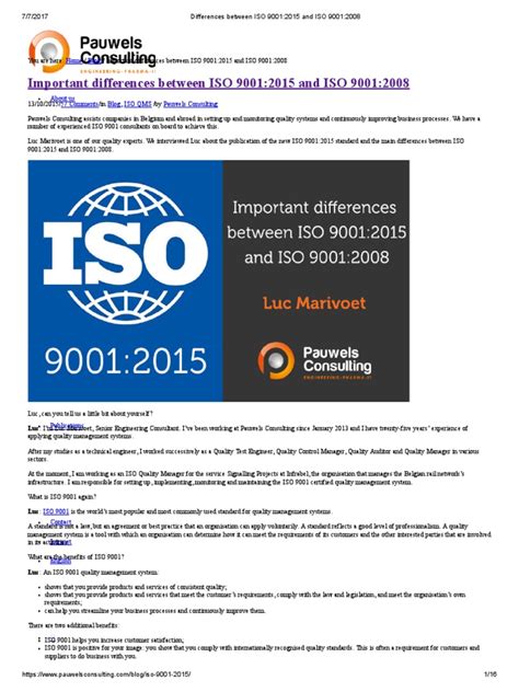 Differences Between Iso 90012015 And Iso 90012008 Iso 9000
