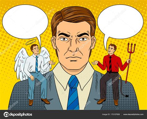 Devil And Angel On Shoulders Pop Art Vector Stock Vector Image By