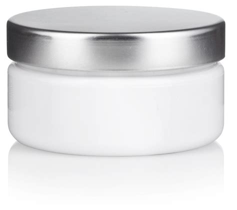 White Plastic Low Profile Jar With Silver Metal Foam Lined Lid 12 Pack