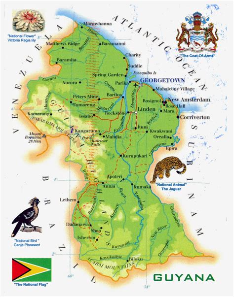 Large Tourist Map Of Guyana Guyana South America Mapsland Maps