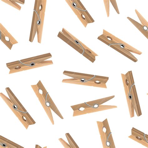 Premium Vector Realistic Detailed 3d Wooden Clothespins Seamless