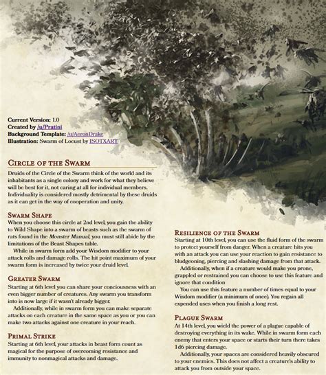 [Subclass] Druid Circle of the Swarm : UnearthedArcana