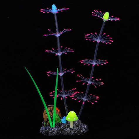 Artificial Glowing Coral Seaweed Plant Ornament Fish Tank Aquarium