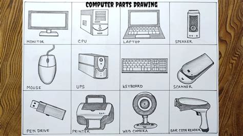 Computer Parts Drawing Easily For School Project How To Draw Computer