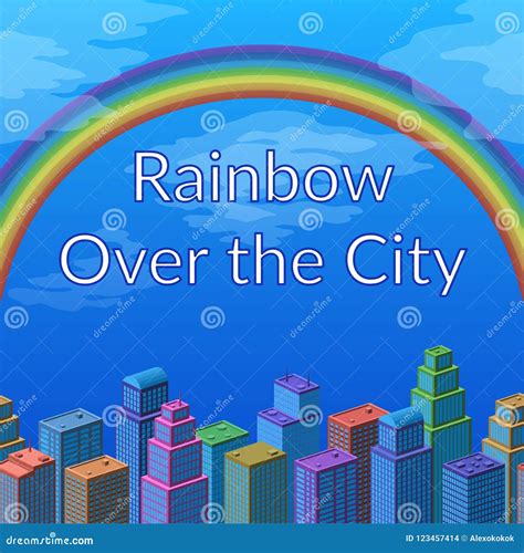 Landscape Rainbow And City Stock Vector Illustration Of Cloud Arch
