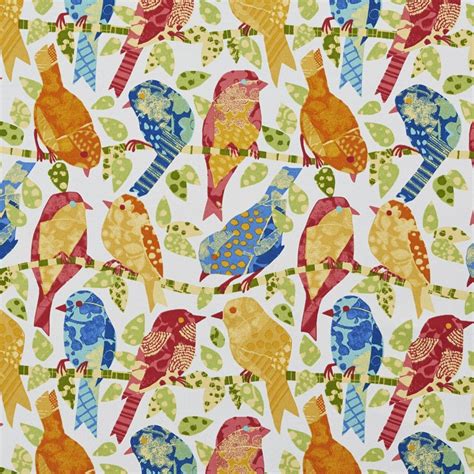 Rainbow Colored Vibrant Birds Outdoor Print Upholstery Fabric By The