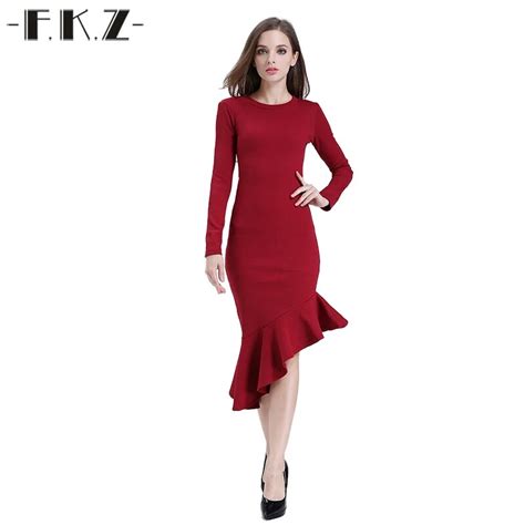 Fkz Elegant Cotton Dress Black Solid Color Skinny Ruffles Dresses Winter Warm Vestidos Retro
