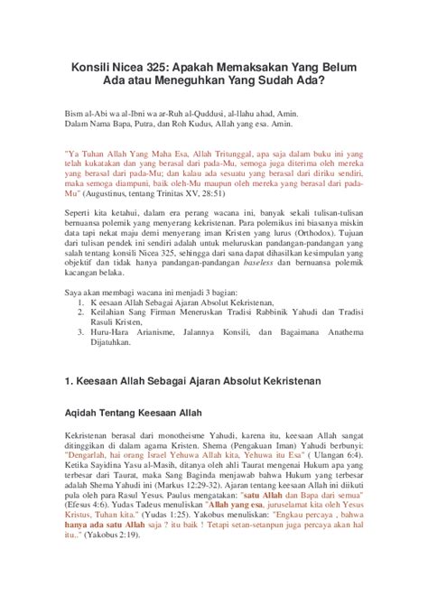 Dan ia dperanakkan dari yang tidak ada atau yang mengira. (PDF) Konsili Nicea 325: Apakah Memaksakan Yang Belum ...