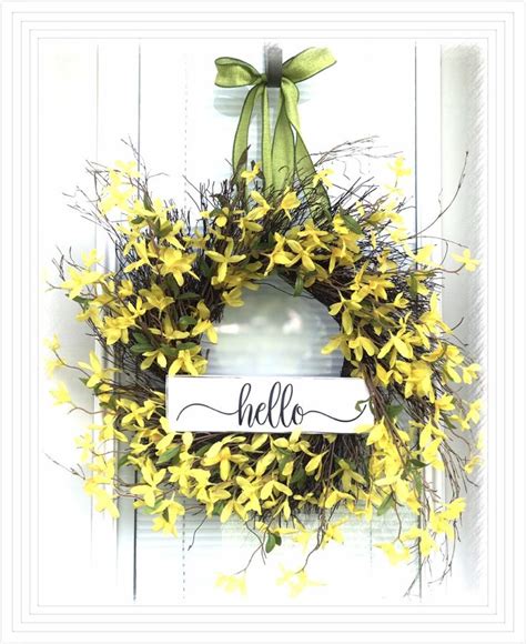 Spring Forsythia Wreath Door Spring Wreath 20 Spring Hello Etsy