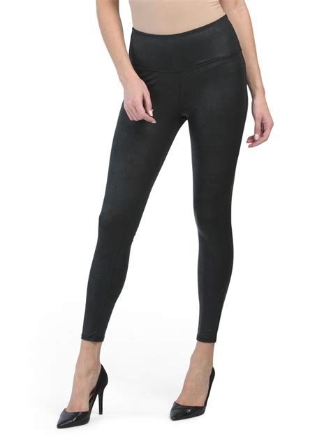 sage pants womens tummy control high waist faux leather leggings black — david rosenhaus