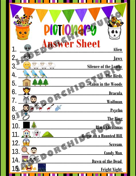 Printable Halloween Emoji Pictionary Halloween Game Halloween Etsy