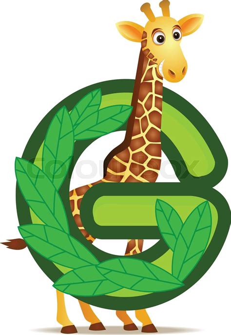 Animal Alphabet G With Giraffe Cartoon Stock Vector Colourbox