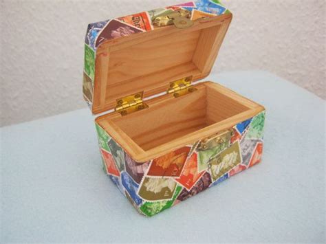 Enjoy decorating our wooden gift boxes, trinket boxes, keepsake boxes, gift tags, door hangers. Upcycled postage stamp decorated wooden box by ...
