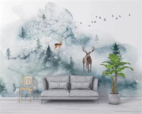 Beibehang Custom Photo Wallpaper Mural Hand Painted Elk