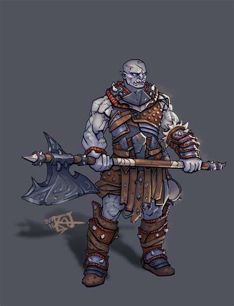 The resistance to damage makes barbarians details: ART Derr Rhigdunn, half orc barbarian commission ! : DnD
